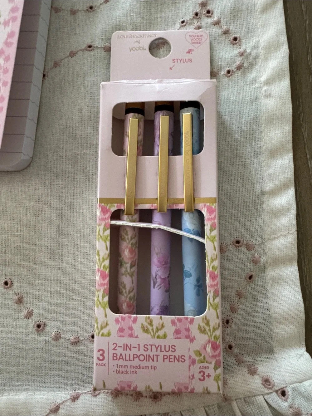 LoveShackFancy Pink & Lavender Floral Notebook with Pastel Stylus Pens
